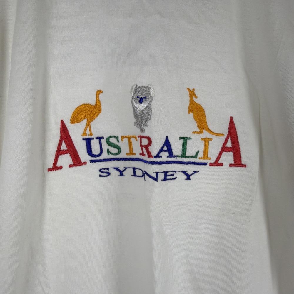 Australia Sydney T-Shirt Men's M White Kangaroo Emu Graphic Tourist Tee